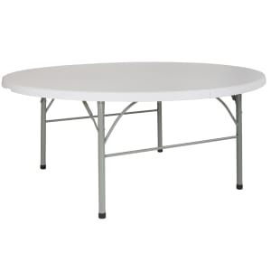 916-DAD183RZ 71" Round Folding Table w/ Granite White Plastic Top, 29"H