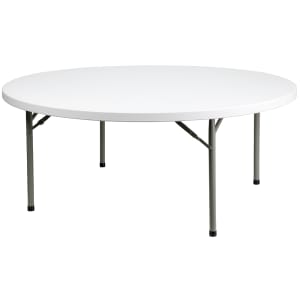 916-DADYCZ180RGW 71" Round Folding Table w/ Granite White Plastic Top, 29"H