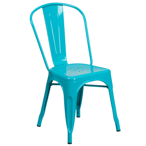 916-ET3534CB Stacking Chair w/ Vertical Slat Back - Metal, Crystal Teal