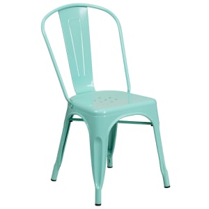 916-ET3534MINT Stacking Chair w/ Vertical Slat Back - Metal, Mint