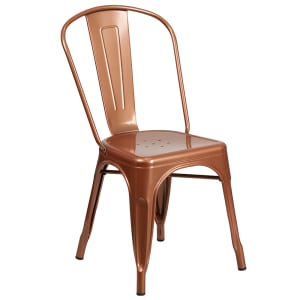 916-ET3534POC Stacking Chair w/ Vertical Slat Back - Metal, Copper