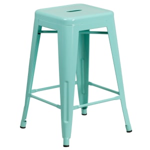 916-ETBT350324MINT Counter Height Backless Bar Stool w/ Metal Seat, Mint