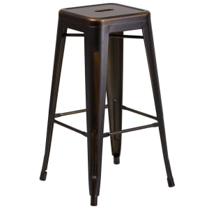 916-ETBT350330COPGG Backless Bar Stool w/ Metal Seat, Distressed Copper