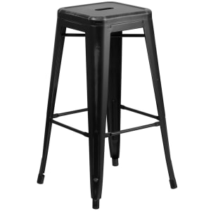 916-ETBT350330BKGG Backless Bar Stool w/ Metal Seat, Distressed Black