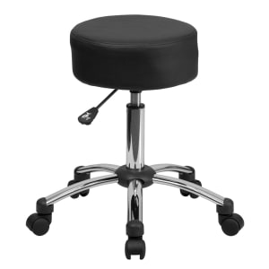 916-BT1911 Ergonomic Rolling Medical Stool w/ Black Padded Leather Seat - 21 to 26 1/4"H