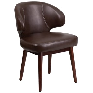 916-BT4BN Guest Chair - Brown LeatherSoft Upholstery, Walnut Legs
