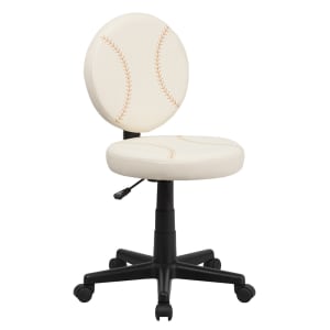 916-BT6179BE Baseball Task Chair - Vinyl Upholstery, Black Nylon Base