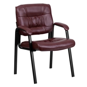 916-BT1404BURG Reception Side Chair - Burgundy LeatherSoft Upholstery, Black Metal Frame