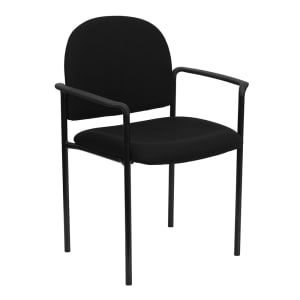 916-BT5161BK Stacking Reception Side Chair - Black Fabric Upholstery, Black Steel Frame