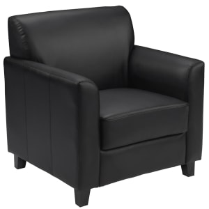 916-BT8271BK Reception Arm Chair - Black LeatherSoft Upholstery, Black Wood Feet