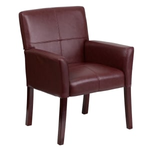 916-BT353BURG Reception Side Chair - Burgundy LeatherSoft Upholstery, Mahogany Wood Legs