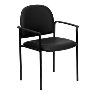 916-BT5161VINYLGG Stacking Reception Side Chair - Navy Blue Vinyl Upholstery, Black Steel Frame
