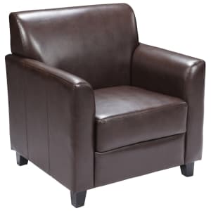 916-BT8271BN Reception Arm Chair - Brown LeatherSoft Upholstery, Black Wood Feet