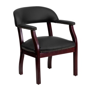 916-BZ105LF0005BKLEA Conference Chair w/ Black Italian Leather Upholstery & Mahogany Wood Fra...