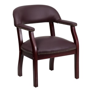 916-BZ105LF19LEA Conference Chair w/ Burgundy Italian Leather Upholstery & Mahogany Wood Fram...