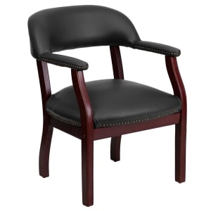 916-BZ105BLK Conference Chair w/ Black Vinyl Upholstery & Mahogany Wood Frame