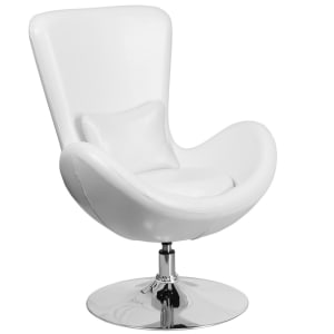 916-CH162430WHLEA Swivel Reception Arm Chair - White LeatherSoft Upholstery