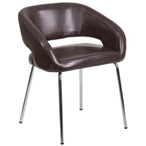 916-CH162731BN Reception Chair w/ Brown LeatherSoft Upholstery - Chrome Legs