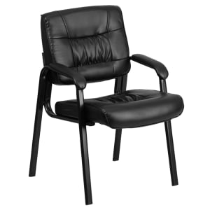 916-BT1404GG Reception Side Chair - Black LeatherSoft Upholstery, Black Metal Frame