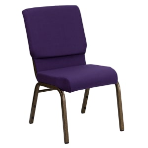 916-FC02185GVROY Stacking Church Chair w/ Royal Purple Fabric Back & Seat - Steel Frame, Gold Vein