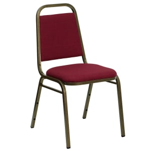 916-FDBHF2BY Stacking Banquet Chair w/ Burgundy Fabric Back & Seat - Steel Frame, Gold Vein