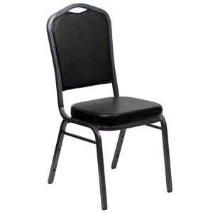 916-FDC01SILVERVEINB Stacking Banquet Chair w/ Black Vinyl Back & Seat - Steel Frame, Silver...