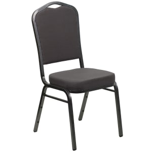 916-FDC01SVGY Stacking Banquet Chair w/ Gray Fabric Back & Seat - Steel Frame, Silver Vein