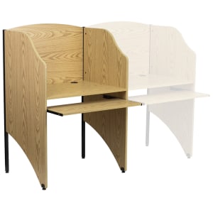 916-MTM6201OAK Starter Study Carrel w / Pull Out Keyboard Tray - Oak Laminate Surface