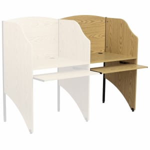 916-MTM6202OAKADD Add On Starter Study Carrel w / Pull Out Keyboard Tray - Oak Laminate Surface