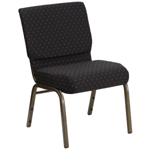 916-FC02214GVS0806 Extra Wide Stacking Church Chair w/ Black Dot Fabric Back & Seat - Steel Frame, Gold Vein