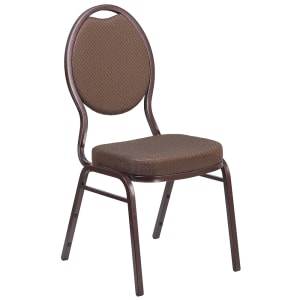 916-FDC04CPR008T02 Stacking Banquet Chair w/ Brown Patterned Fabric Back & Seat - Steel Frame, Copper Vein