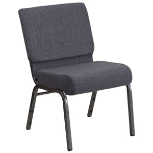 916-FDCH02214SVDKGYG Extra Wide Stacking Church Chair w/ Dark Gray Fabric Back & Seat - Steel Frame, Silver Vein
