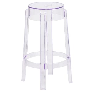 916-FH118APC1 Counter Height Backless Stool w/ Plastic Seat, Transparent Crystal