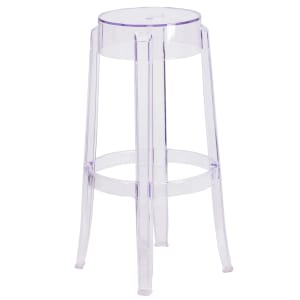 916-FH118APC2 Backless Bar Stool w/ Plastic Seat, Transparent Crystal