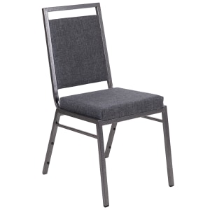 916-FDLUXSILDKGY Stacking Banquet Chair w/ Dark Gray Fabric Back & Seat - Steel Frame, Silver...