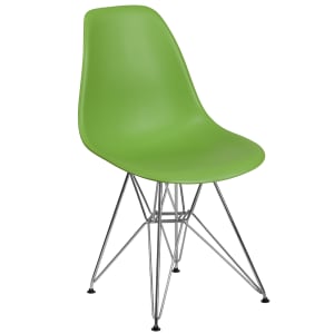 916-FH130CPP1GN Accent Side Chair - Green Plastic Seat, Chrome Base