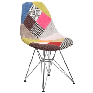 916-FH130CCV1D Accent Side Chair - Milan Patchwork Fabric Upholstery, Chrome Base