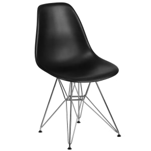 916-FH130CPP1BK Accent Side Chair - Black Plastic Seat, Chrome Base