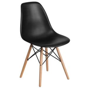 916-FH130DPPBK Accent Side Chair - Black Plastic Seat, Wood Base