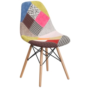 916-FH130DCV1D Accent Side Chair - Milan Patchwork Fabric Upholstery, Wood Base