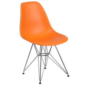 916-FH130CPP1OR Accent Side Chair - Orange Plastic Seat, Chrome Base
