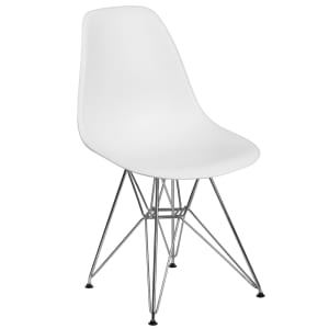 916-FH130CPP1WH Accent Side Chair - White Plastic Seat, Chrome Base