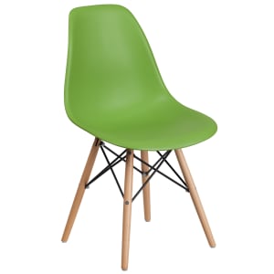 916-FH130DPPGN Accent Side Chair - Green Plastic Seat, Wood Base