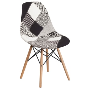 916-FH130DCV1PK4 Accent Side Chair - Turin Patchwork Fabric Upholstery, Wood Base