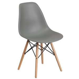 916-FH130DPPGY Accent Side Chair - Gray Plastic Seat, Wood Base