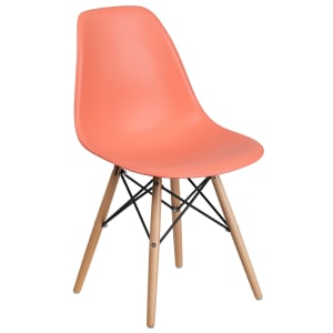 916-FH130DPPPE Accent Side Chair - Peach Plastic Seat, Wood Base
