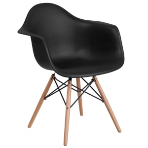 916-FH132DPPBK Contoured Armchair w/ Black Plastic Seat & Wood Base