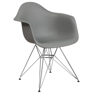 916-FH132CPP1GY Contoured Armchair w/ Gray Plastic Seat & Chrome Base