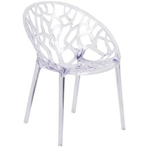 916-FH156APC Stacking Side Chair w/ Cutout Back - Polycarbonate, Transparent Crystal