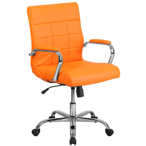 916-GO2240ORG Swivel Office Chair w/ Mid Back - Orange Vinyl Upholstery